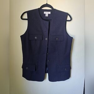 Vintage Ann Taylor Wool Vest, 8, Navy